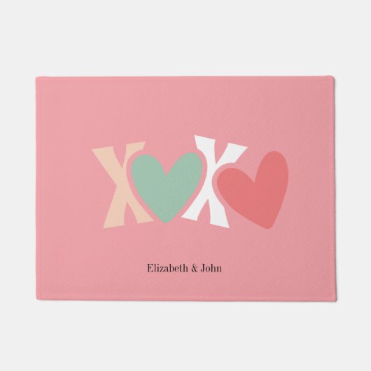 Kleurrijke "XOXO" Valentijnsdag   Deurmat (Voorkant)