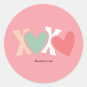 Kleurrijke "XOXO"-Valentijnsdag Ronde Sticker (Voorkant)