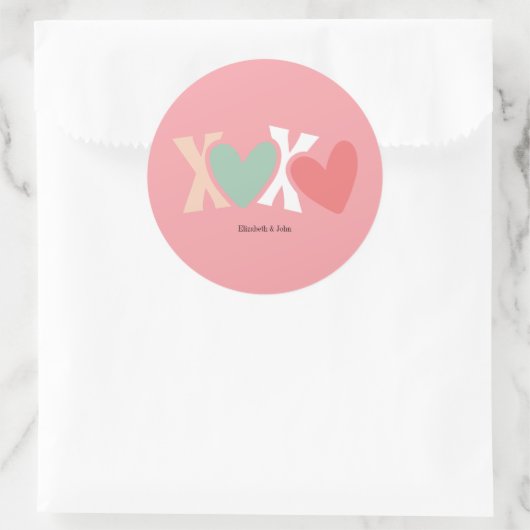 Kleurrijke "XOXO"-Valentijnsdag Ronde Sticker (Tas)