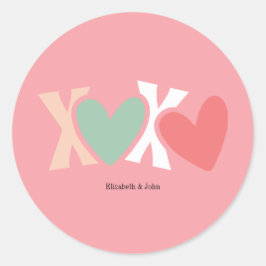 Kleurrijke "XOXO"-Valentijnsdag Ronde Sticker