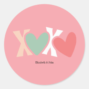 Kleurrijke "XOXO" Valentijnsdag Ronde Sticker