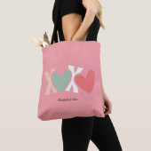 Kleurrijke "XOXO"-Valentijnsdag Tote Bag (Dichtbij)