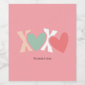 Kleurrijke "XOXO"-Valentijnsdag Wijn Etiket (Enkel label)