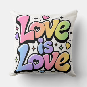 Kleurrijke Y2K Regenboog Graffiti Love is Love Wor Kussen
