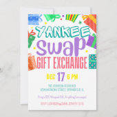 Kleurrijke Yankee Swap Cadeau Uitwisseling Feest Kaart (Voorkant)
