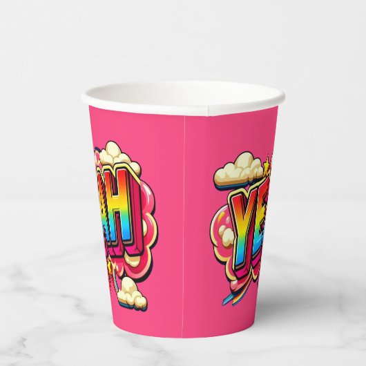 Kleurrijke YEAH papieren beker! Papieren Bekers (Rechts)