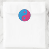 Kleurrijke Yin Yang Harmony Blauw en Roze Ronde Sticker (Tas)