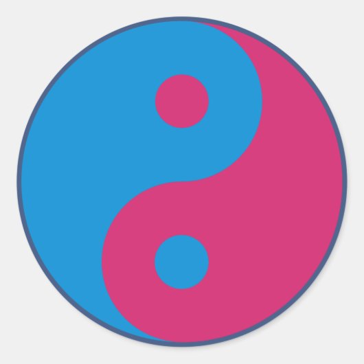 Kleurrijke Yin Yang Harmony Blauw en Roze Ronde Sticker (Voorkant)