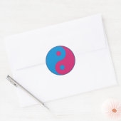 Kleurrijke Yin Yang Harmony Blauw en Roze Ronde Sticker (Envelop)