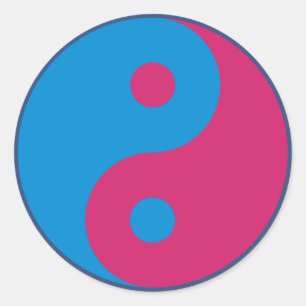 Kleurrijke Yin Yang Harmony Blauw en Roze Ronde Sticker