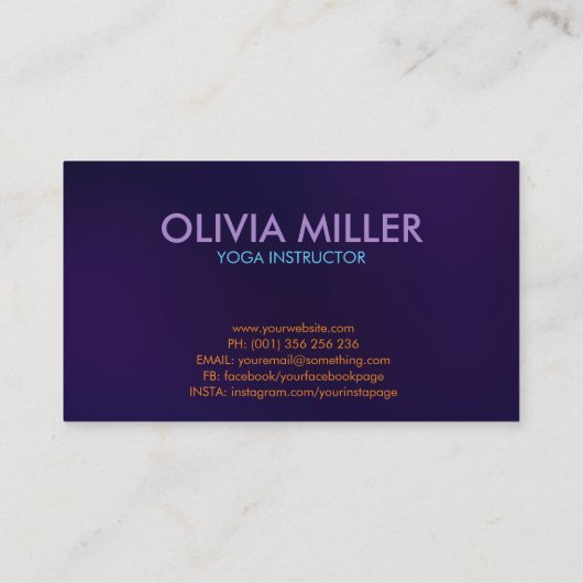 Kleurrijke Yoga Boom Woord Kunst Visitekaartje (Achterkant)