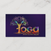 Kleurrijke Yoga Boom Woord Kunst Visitekaartje (Voorkant)