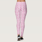 Kleurrijke Yoga Broek Kosmisch Roze en Wit Blad Leggings (Achterkant)