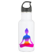 Kleurrijke Yoga Dame Silhouet Fles (Voorkant)