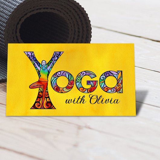Kleurrijke Yoga Word Art Visitekaartje
