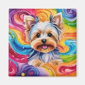 Kleurrijke Yorkie-magneet om uw ruimte op te fleur Magneet (Voorkant)