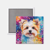Kleurrijke Yorkie-magneet om uw ruimte op te fleur Magneet (Voorkant / Achterkant)