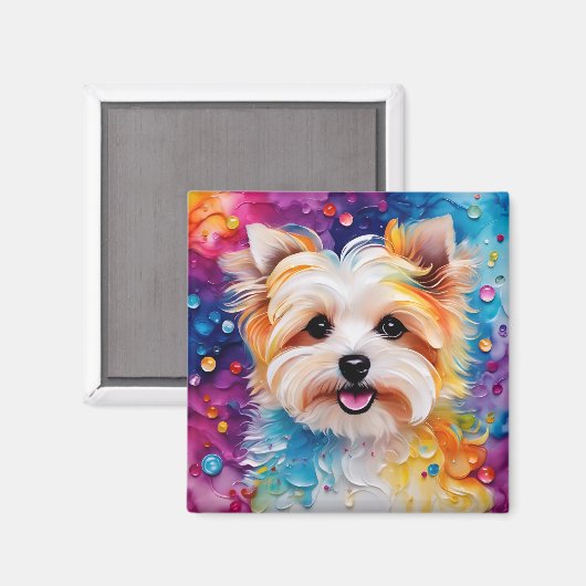 Kleurrijke Yorkie-magneet om uw ruimte op te fleur Magneet (Voorkant / Achterkant)