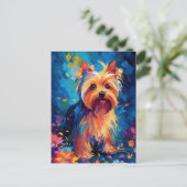 Kleurrijke Yorkshire Terrier Briefkaart (Staand voorkant)