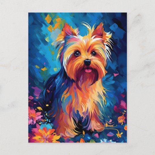 Kleurrijke Yorkshire Terrier Briefkaart (Voorkant)