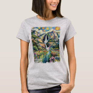 Kleurrijke Yosemite Lente Waterval Wandelpad T-shirt