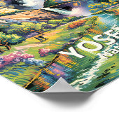 Kleurrijke Yosemite Lentewaterfall Wandelroute Poster (Hoek)