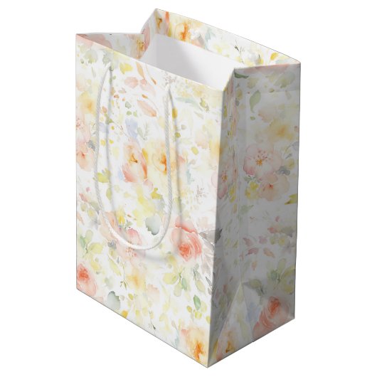 Kleurrijke zachte bloemen Elegant Boho geschilderd Medium Cadeauzakje (Achterkant Gekanteld)