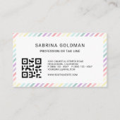 Kleurrijke zachte eenhoornpasta-kleuren QR-CODE Visitekaartje (Achterkant)