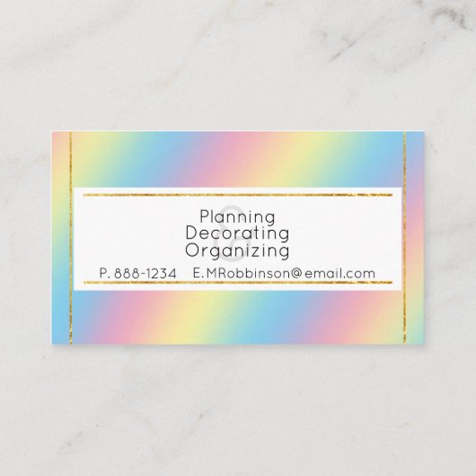 Kleurrijke zachte pastel regenboog gradiënt kleure visitekaartje (Achterkant)