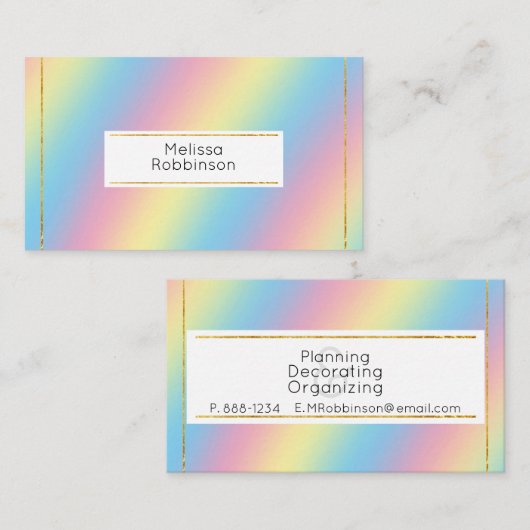 Kleurrijke zachte pastel regenboog gradiënt kleure visitekaartje (Voorkant / Achterkant)