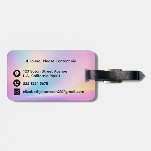 Kleurrijke zachte pastelkleuren Gradient Chic Mono Bagagelabel (Achterkant horizontaal)
