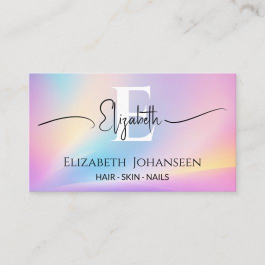 Kleurrijke zachte pastelkleuren Gradient Chic Mono Visitekaartje (Voorkant)