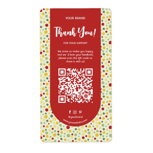 Kleurrijke Zakelijke Bedankt Doos Stempel Label QR (Voorkant)