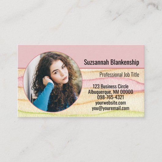 Kleurrijke Zakelijke Marketing Custom Round Foto Visitekaartje (Voorkant)