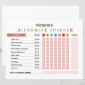 Kleurrijke zakgeld tracker voor kinderklussen (Voorkant / Achterkant)