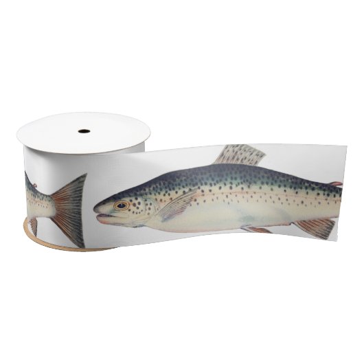 Kleurrijke  zalmillustratie satijnen lint (Spoel)