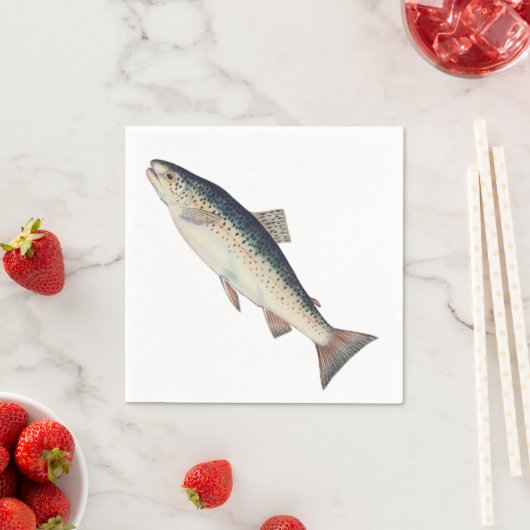 Kleurrijke  zalmillustratie servetten (Insitu)
