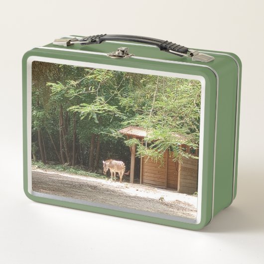 Kleurrijke, Zebra & Bloemen, Metalen Lunch Box (Voorkant)