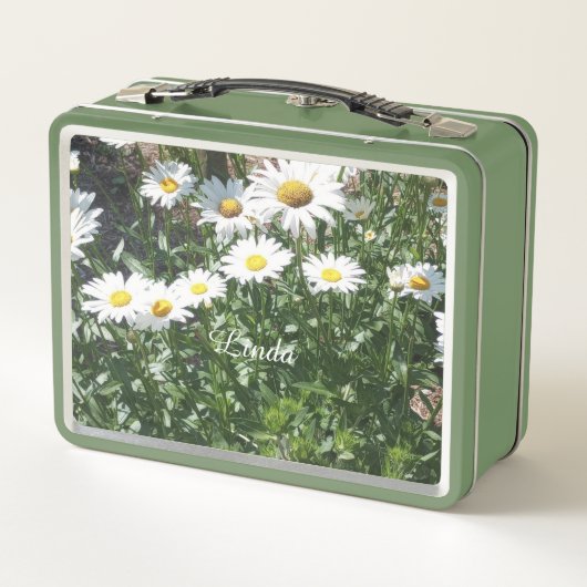 Kleurrijke, Zebra & Bloemen, Metalen Lunch Box (Achterkant)