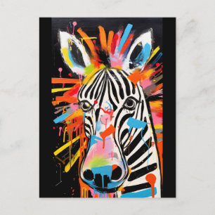 Kleurrijke Zebra graffiti Briefkaart