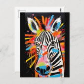 Kleurrijke Zebra graffiti Briefkaart (Voorkant / Achterkant)