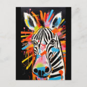 Kleurrijke Zebra graffiti Briefkaart (Voorkant)