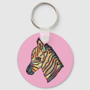 Kleurrijke Zebra Keyring Sleutelhanger