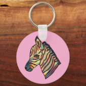 Kleurrijke Zebra Keyring Sleutelhanger (Achterkant)