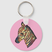 Kleurrijke Zebra Keyring Sleutelhanger (Achterkant)