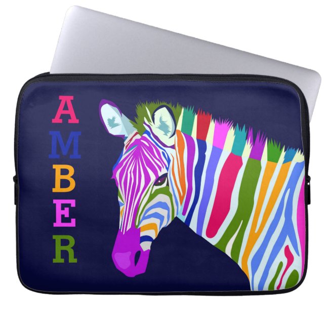 Kleurrijke Zebra-laptophoes Laptop Sleeve (Voorkant)
