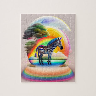 Kleurrijke Zebra met regenboogkleuren, Zebra Legpuzzel