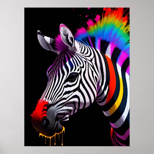 Kleurrijke Zebra Poster (Voorkant)