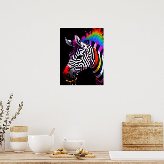 Kleurrijke Zebra Poster (Keuken)