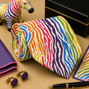Kleurrijke zebra wild dier patroon stropdas
